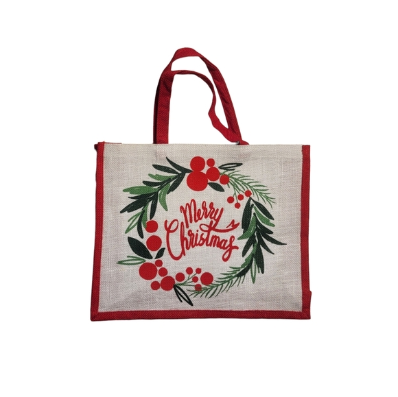 Hobby Lobby Festive Burlap Tote Bags - Set of 2 - Picture 4 of 5
